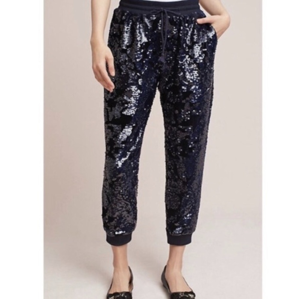 Anthropologie Sequin Drawstring Jogger Pants | Statement - Picture 5 of 10